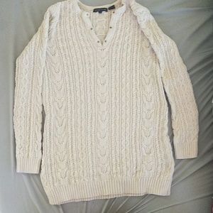 Cream V-Neck Nitted Sweater from Jeanne Pierre